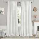 Off White Linen Curtains 84 inches Long for Bedroom Back Tab Light Filtering Privacy Sheer Curtains Modern Farmhouse Coastal Decor White Cotton Textured Gauze Curtain for Living Room 2 Panel Set