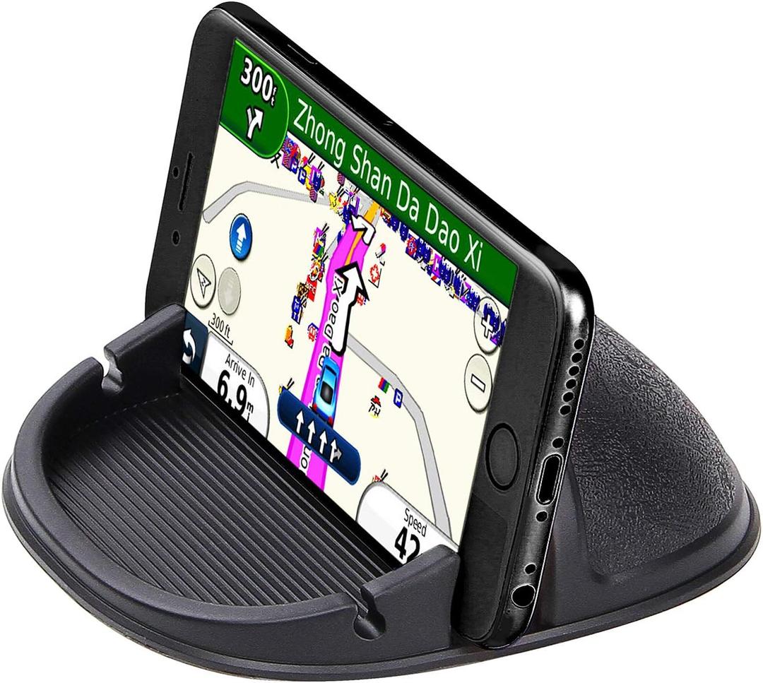 Oleksil Car Cell Phone Holder Dashboard Phone Mount - Anti-Slip Silicone Pad Phone Stand Compatible with iPhone, Samsung, Android Smartphones (Black)