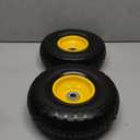 10 Inch Solid Rubber Dolly Tire Wheels, 4.10/3.50-4" Tire and Wheel Flat Free for Garden Carts, 5/8" Bearings, 2.1" Offset Hub for Hand Truck, Gorilla Cart, Wheelbarrow Metal (2 Packs)