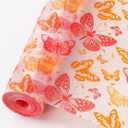 Cooyes Drawer & Shelf Liner for Kitchen Cabinets Non-Adhesive Waterproof Oilproof Reusable Washable Shelf Paper for Refrigerator, Cupboard, Dresser, Easy to Cut (Red Butterfly, 17.7" W x 78.7" L)