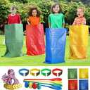 Abnaok 20PCS Outdoor Games Potato Sack Race Bag, 3-Legged Race Bands, with Egg and Spoon Race Lawn Games for Outside Backyard Field Day Birthday Party Games for Kids and Adults.