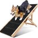 Nidouillet Dog Ramp for Bed, 39" Long Wooden Foldable Dog Ramp, 5 Adjustable Heights from 14.4" to 22.2" with Anti-Slip Traction Mat, Portable Pet Ramp for Bed, Couch, Max 200lbs - 39inch 