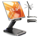 LISEN Tablet Stand for iPad Stand Holder Desk, Foldable Home Office Desk Accessories Travel for iPad Holder Dorm College Essentials Portable Monitor Stand Fits Tabs Kindle iPhone 4-15.9" Black