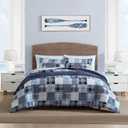 Nautica - King Comforter Set, Soft Cotton Bedding with Matching Shams, Patchwork Inspired Home Decor (Mason Blue, King)