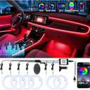 6 in 1 Car Led Strip Lights with App Control, RGB Colors Interior Car Lights, Ambient Led Lighting Kit, 4 Light Flashing Modes, USB Neon Accessories for Doors, Center Console