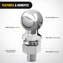 Nilight 2-5/16-Inch Diameter Chrome Trailer Hitch Ball, 15,000 lbs, 1-1/4 x 2-5/8-Inch Shank Universal Fit,Gray