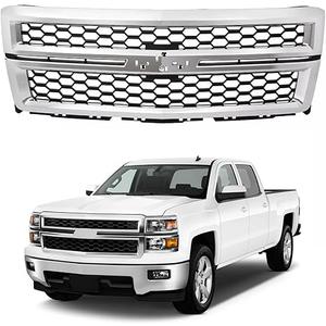 PENSUN Front Bumper Honeycomb Mesh Replacement Fit For Chevrolet Silverado 1500 2014–2015, Front Grille Chrome Silver ABS, Snap‑On Installation, Fits GM1200712/23259624
