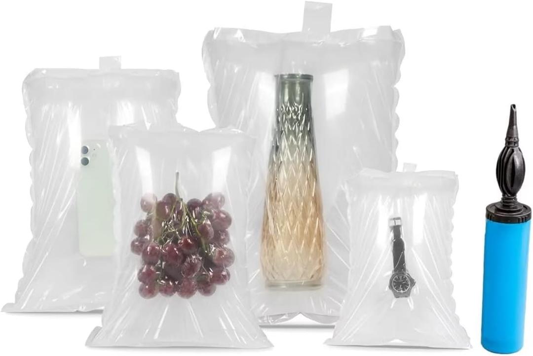 100 Pack with Hand Pump BZQZDAI 3.9x5.9inch Clear Plastic Inflatable Air Packaging Bags Air Bubble Bag Suspension Packaging Air Pillows Air Cushions Buffer Bags Void Fill Cushioning for Shipping