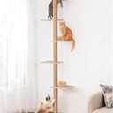 Aechonow 80inch Wall Mounted Cat Tree, 15.8in Top Perch Bed for Large Adult Cats, Adjustable Cat Shelves Floor to Ceiling for Scratch, Climb, and Lookout