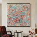 Extra Large Framed Colorful Abstract Wall Art for Living Room, Oversized Square Modern Canvas Prints Paintings, Minimalist Multicolor Big Pictures for Bedroom Dining Hallway Office Wall Decor 40x40 In