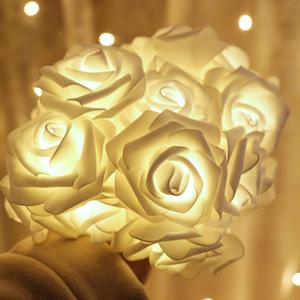 Rose LED String Lights, 14.7 ft 30 LED String Lights Battery Operated Lights Bright Warm Rose Flower Lamp Fairy Light for Valentine's Wedding Gardens Party Christmas Decoration (White)