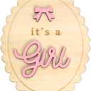 Boho It's A Girl Sign - Wooden Gender Reveal Sign,He or She Photography Prop,Wooden Newborn Welcome Board for New Girls (pink), 3.5x4.5 inches