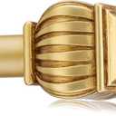 Gold Curtain Rods for Windows 48 to 84 Inches Adjustable Heavy Duty 1" Diameter Window Curtain Rod with Decorative Finials for Bedroom Kitchen Living Room