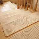 Dunzy 15 Pcs Boho Stair Treads for Wooden Steps Indoor 8" x 30" Non-Slip Carpet Stair Treads, Washable Adhesive Runner Rugs, 3D Peel and Stick, for Elders and Dogs, Pets, Khaki, Each is About 8 X 30 Inches