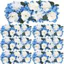 Wedding Arch Decorations, 18 inch Pack of 6 Artificial Flower Table Centerpieces Floral Arrangement for Wall Backdrop Party Bridal Shower Event Decor - White & Blue