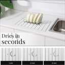 Diatomaceous Stone Dish Drying Mat with Collapsible Steel Rack - Quick Dry Kitchen Counter Set, Space Saving Foldable Dryer, 23.6" x 15.3"