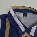 OYOANGLE Men's Color Block Striped Print Short Sleeve Button Up Casual Shirt L