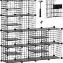 Wire Cube Storage Organizer, 12 Cubes Converted into 14 Cubes, Sturdy Metal Grids Storage Shelf Closet Shelving Units and Storage, Shelves for Bedroom LIvingroom Office (Black)