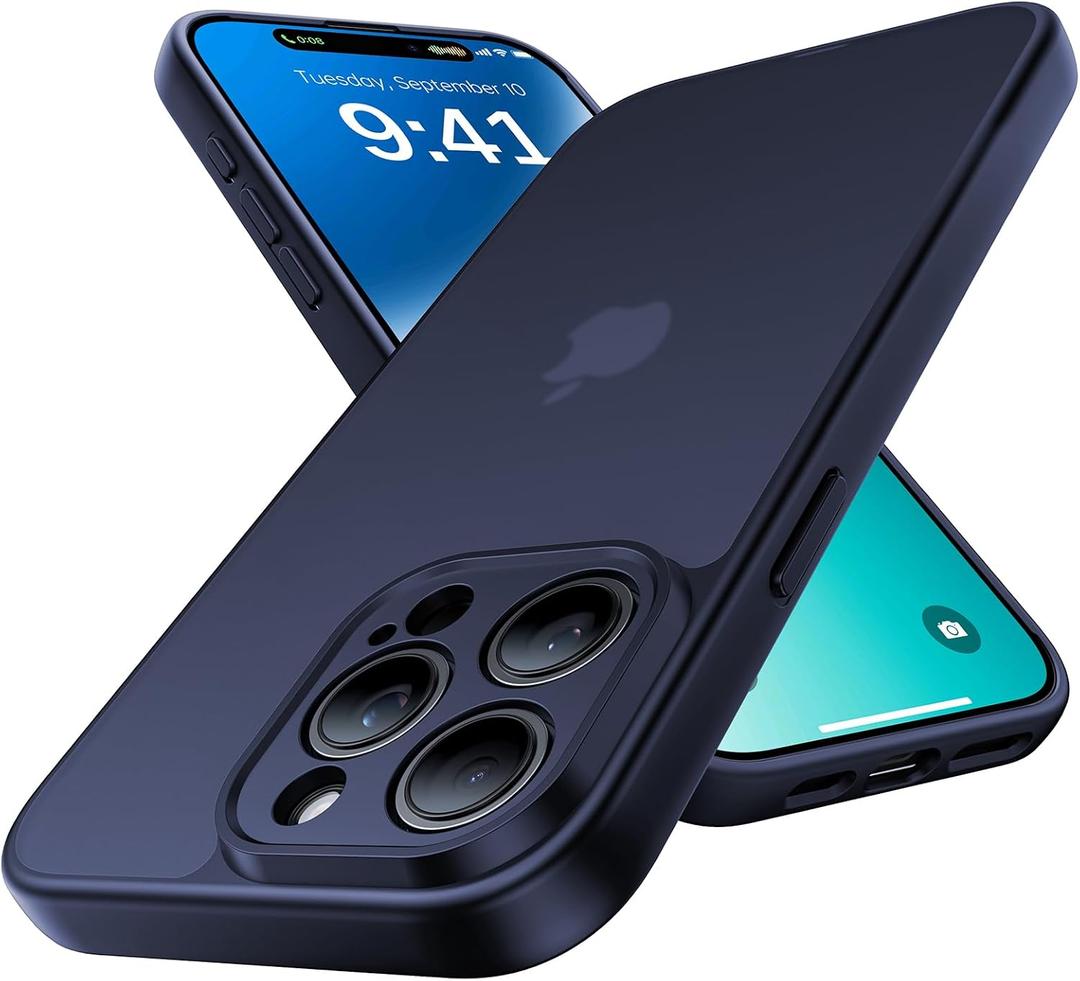 Shockproof for iPhone 15 Pro Max Case, [Camera Protection] [Military-Grade Drop Protection] Protective Anti-Yellow Slim Translucent Skin-Friendly Case for iPhone 15 Pro Max, Titanium Blue