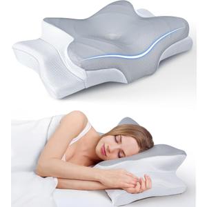 Ultra Pain Relief Cooling Pillow for Neck Support, Adjustable Cervical Pillow Cozy Sleeping, Odorless Ergonomic Contour Memory Foam Pillows, Orthopedic Bed Pillow for Side Back Stomach Sleeper (Queen, Dark Grey)