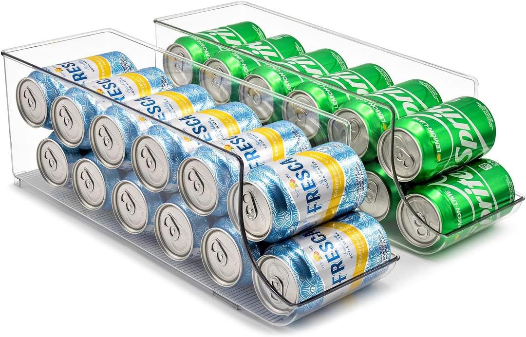 Sorbus Can Dispenser for Refrigerator - 12 Can Fridge organizer Rotation System Rack - Clear Soda Can Organizer for Refrigerator, Freezer & Pantry - Great for Kitchen Organization & Storage (2-Pack)