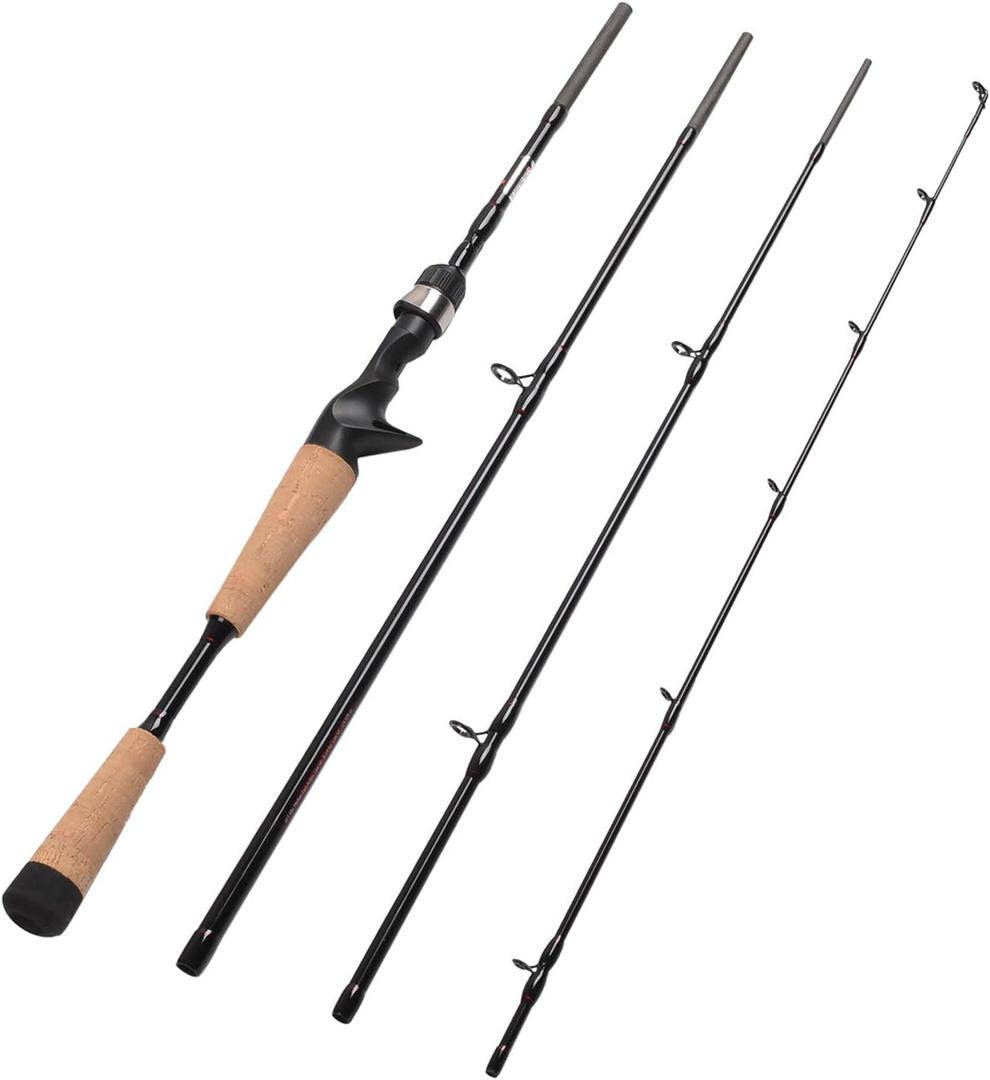 Fiblink 4 Pieces Travel Casting Rod Carbon Baitcasting Fishing Rod Portable Fishing Rod Baitcaster (7'6" Heavy)