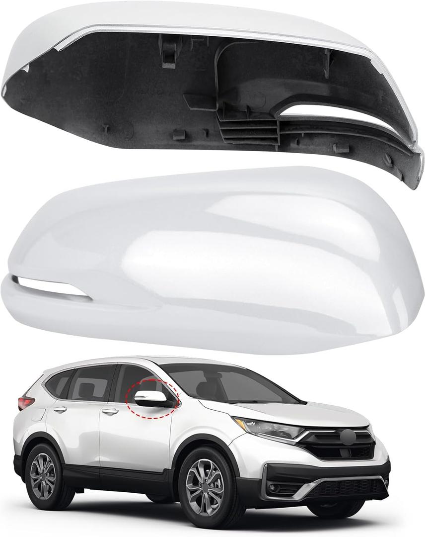 Passenger Side Mirror Cover Replacement for Honda CRV 2017 2018 2019 2020 2021 2022 - Right Side Mirror Covers, Rear View Mirrors Cap Accessories With Lamp, Pearl White