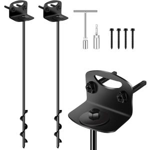 25" Ground Anchors Screw in, Mobile Home Anchors with T-Type Wrench and Adapter, Earth Anchor High Wind Heavy Duty for Shed, Metal Swing Sets, Carports (Set of 2)
