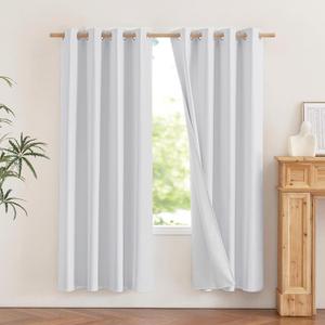 NICETOWN 100% Absolutely Blackout Linen Curtains with Thermal Insulated White Liner, White, 52 inches Wide, 72 inches Length Energy Saving Curtains for Living Room 2 Panels Set, Vertical Blinds NICETOWN 100% Absolutely Blackout Linen Curtains with Thermal Insulated White Liner, White, 52 inches Wide, 72 inches Length Energy Saving Curtains for Living Room 2 Panels Set, Vertical Blinds