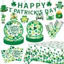 106PCS St. Patrick's Day Plates and Napkins Set, St Patricks Day Decorations Shamrock Plates Saint Patricks Day Party Supplies Disposable Paper Plates for Irish Lucky Day Celebration, Serves 24