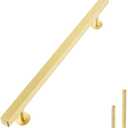 QOGRISUN 2-Pack Solid Brass Cabinet Handles, Gold Square T Bar Cabinet Pulls,8-3/4 Inch Hole Center for Kitchen Dresser Drawer Cupboard, Brushed Brass Finish