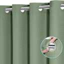 No Hook Shower Curtain, Waffle Weave Thick Fabric Shower Curtain for Bathroom, 258 GSM Luxury Polyester Cloth Bath Curtain with 10 Built in Grommets, 72W x 74H, Sage Green (72"W x 74"L (Pack of 1))