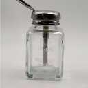 4 Oz/ 120 ml Glass Pump Dispenser Bottle for Nail Polish Makeup Remover Alcohol Clear Empty Refillable Push Down Press Container with Metal Core, Flip, 1 Pack