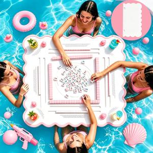 Floating Mahjong Table for Pool,Upgraded Anti Tipping Design, Large