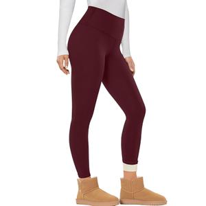Gihuo Fleece Lined Leggings for Women High Waisted Thermal Winter Warm Athletic Yoga Pants (Medium, Wine)