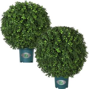 QIANYUN Artificial Plants Outdoor-14Inch Fake Plants Faux Boxwood Plants Outdoor- UV Resistant Shrub for Outdoor/Indoor Decor, Perfect for Porch, Garden, and Backyard