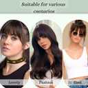 NAYOO Bangs Hair Clip - Medium Brown Fake Bangs 100% Real Human Hair Extensions French Bangs for Women Fringe with Temples Hairpieces Curved Bangs for Daily Wear