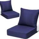 CRESTLIVE 5.5" Thick Deep Seat Patio Chair Cushions 24x24 Set of 2, Waterproof Outdoor Replacement Cushions for Wicker Sofa and Couch, Fade Resistant, Navy Blue