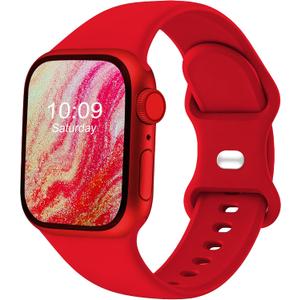 Sport Bands Compatible with Apple Watch Band Women Men 40mm 38mm 41mm 42mm 44mm 45mm 46mm 49mm ,Soft Wristband Waterproof Replacement Strap for iWatch Bands Series 11 10 9 8 7 6 5 4 3 2 1 SE Ultra Red