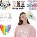 6 Sheets Easter Iron on Patches Decals Easter Eggs Bunny Designs Heat Transfer Stickers Happy Easter Vinyl Stickers Cartoon Cute Rabbit Iron on Appliques for Clothing T-Shirt Clothes DIY Decorations