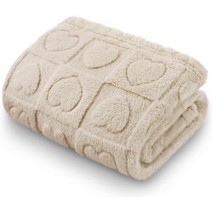 Luciphia Small Dog Blanket Washable Pet Bed Cover Soft Fluffy Puppy Blanket with Premium Fleece 300GSM Cozy Calming Cat Blankets for Indoor Cats Beige 30x20 inch