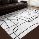YIHOUSE Abstract 6'x9' Black and White Rug- Washable Area Rug for Living Room Bedroom, Large Modern Non-Slip Ultra-Thin Rug Home Decor,Abstract,6x9ft