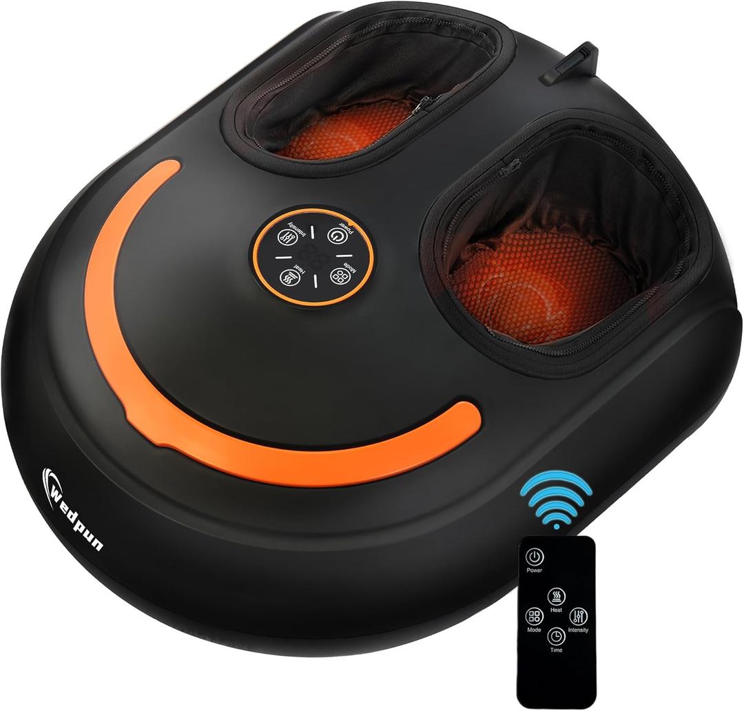 Foot Massager with Heat Shiatsu Foot Massager with Remote Deep Kneading Relief for Tired Electric Feet Massage Machine for Home and Office Gifts for Mom Dad Black (Black)