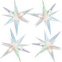 Tellpet Star Balloons, 50 Pcs Star Balloons 12 Spike Foil Explosion Party Balloons for Decoration Birthday Wedding Decorations (Iridescent)