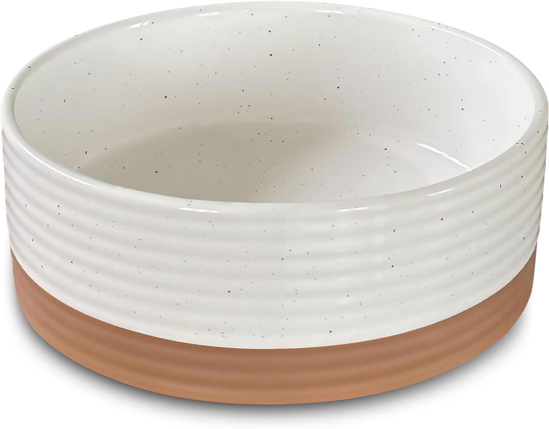 Mora Ceramic Pet Bowl Size Medium - Food/Water Dish for Large Puppies, Cats, Retrievers, Medium Sized Dogs, ect. 28oz or 4 Cups - Basic Bowls for Your Dog or Cat, Mix and Match for a Set - Vanilla