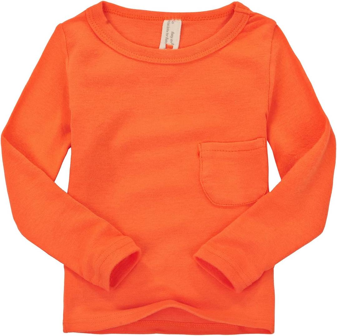 CuteOn Kids Toddler Boys T Shirts Long Sleeve Cotton 3-12Years (Orange)