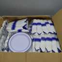 WELLIFE 700 Pcs Blue Plastic Plates for 100 Guests - Plastic Dinnerware Set,Party Supplies Includes 200 Blue Disposable Plates,300 Silverware,100 Napkins,100 Cups