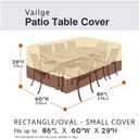 Vailge Waterproof Patio Furniture Set Cover with Padded Handles, Patio/Outdoor Table Cover, Patio/Outdoor Dining Rectangular Table Chairs Cover Small,Beige & Brown