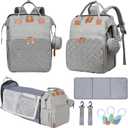 Baby Diaper Bags with Changing Station, Multifunctional Diaper Bag Backpack for Moms Dads with USB Charging Port, Waterproof Travel Diaper, Baby Shower Gifts for Baby Boy & Girls (Gray)