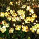 Solar Swaying Garden Lights Upgraded Flower & Firefly Lights with Larger Solar Panel, Waterproof Outdoor Pathway & Flowerbed Light for Yard & Holiday Decor (2pack)